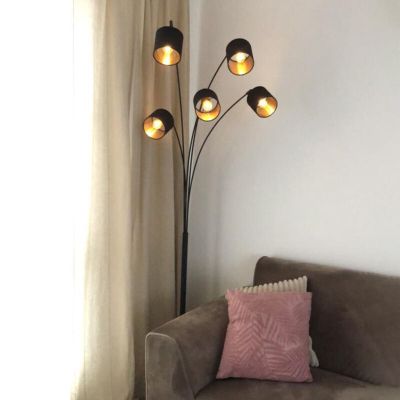 Crna podna lampa moderna, Tommy, s prekidačem