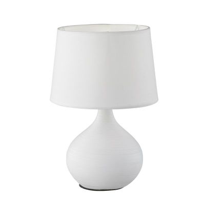 Keramička stolna lampa bijela, Yesha, s prekidačem