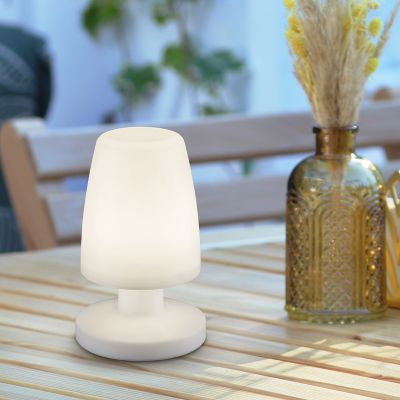 Bijela vanjska stolna lampa moderna, Maruf, 1,5 W, LED 3000 K, IP44, s prekidačem