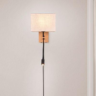 Bijela zidna lampa drvena, Fransien, s prekidačem