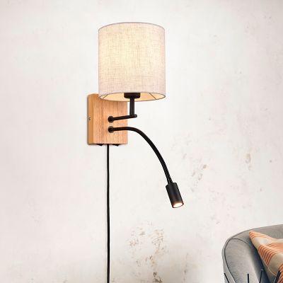 Bijela zidna lampa drvena, Fransien, s prekidačem