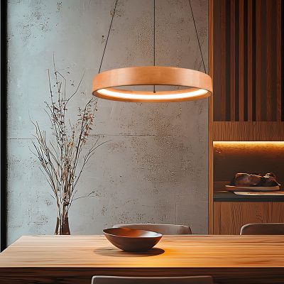 Drvena visilica moderna, Nassima, 28 W, LED 3000 K, s 3-stupanjskim prigušivanjem
