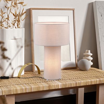 Siva stolna lampa tkaninska, Denilson, s prekidačem