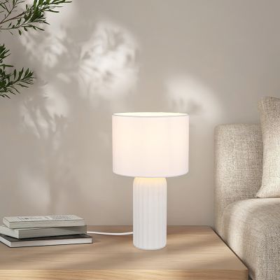 Keramička stolna lampa bijela, Nannette, s prekidačem