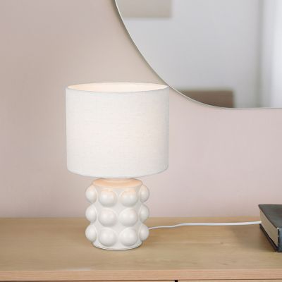 Keramička stolna lampa bijela, Cihad, s prekidačem