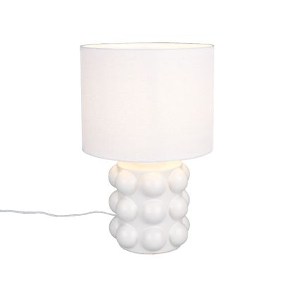 Keramička stolna lampa bijela, Cihad, s prekidačem