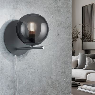 Antracit zidna lampa moderna, Silkis, s prekidačem