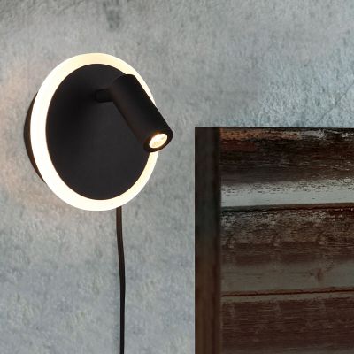 Crna zidna lampa moderna, Sirias, 5 W, LED 3000 K, s prekidačem