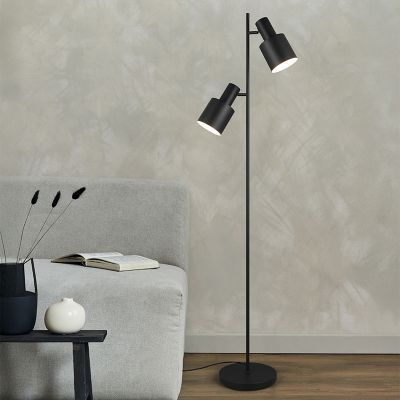 Crna podna lampa metalna, Amila, s prekidačem