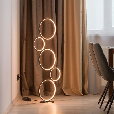 Crna podna lampa moderna, Robon, 36 W, LED 3000 K, s prekidačem