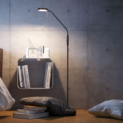 Crna podna lampa za čitanje moderna, Bilge, 12 W, LED s podesivom bojom svjetla, s dodirnim prigušivačem