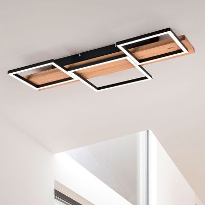 Smeđa plafonjera moderna, Justian, 30 W, LED 3000 K, s 3-stupanjskim prigušivanjem