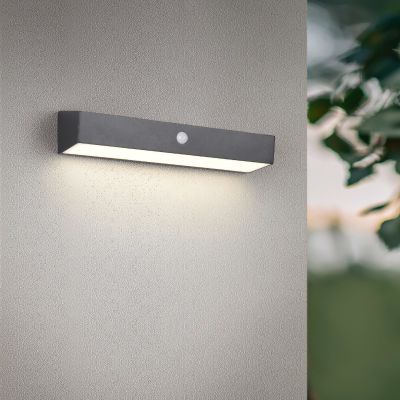 Crna solarna vanjska zidna lampa moderna, Ravindra, 6 W, LED 4000 K, IP44