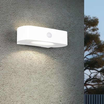 Bijela solarna vanjska zidna lampa moderna, Pytsje, 6 W, LED 4000 K, IP44, s prekidačem