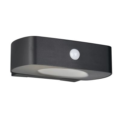Crna solarna vanjska zidna lampa moderna, Pytsje, 6 W, LED 4000 K, IP44, s prekidačem
