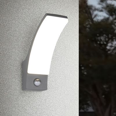 Antracit vanjska zidna lampa sa senzorom pokreta moderna, Popke, 12,5 W, LED 4000 K, IP44