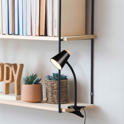 Crna lampa s klemmom moderna, Rahul, 4,5 W, LED 3000 K, s prekidačem