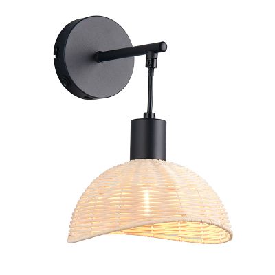 Ratanska zidna lampa smeđa, Sijmen, s prekidačem