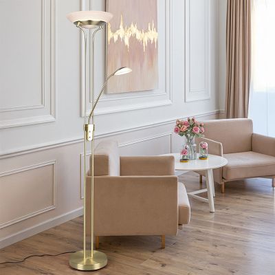 Mjeda podna lampa za čitanje moderna, Orson, 27 W, LED 3000 K, s dodirnim prigušivačem