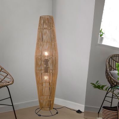 Papirnata podna lampa smeđa, Fleurtje, s prekidačem