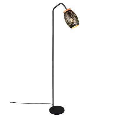 Crna podna lampa moderna, Delana, s prekidačem