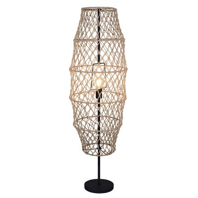 Smeđa podna lampa japandi, Liduina, s prekidačem