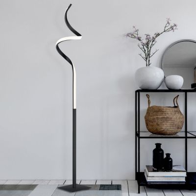 Crna podna lampa moderna, Aby, 11 W, LED 3000 K, s dodirnim prigušivačem
