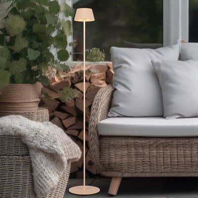 Smeđa punjiva podna lampa moderna, Reshma, 1,5 W, LED 3000 K, IP44, s dodirnim prigušivačem