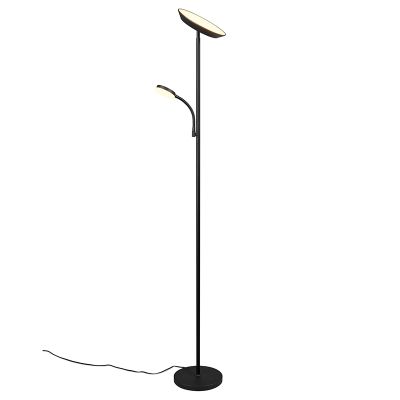 Crna podna lampa moderna, Shahid, 17 W, LED podesiv od tople do hladne bijele, s dodirnim prigušivačem