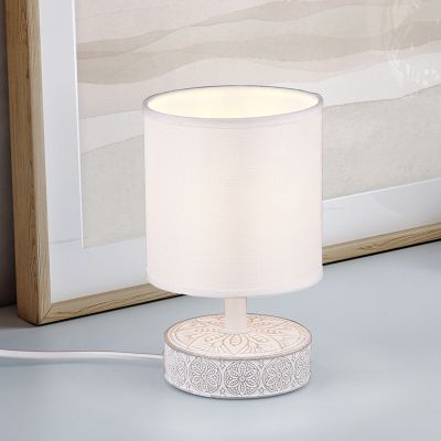 Keramička stolna lampa bijela, Lola, s prekidačem