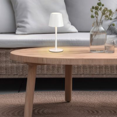 Bijela punjiva stolna lampa metalna, Priya, 1,6 W, LED podesiv od tople do hladne bijele, s 3-stupanjskim prigušivanjem