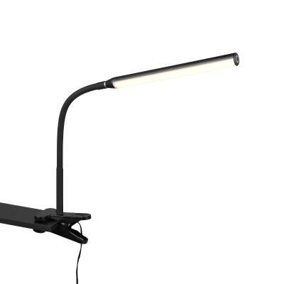 Crna lampa s klemmom moderna, Rommert, 5 W, LED podesiv od tople do hladne bijele, s dodirnim prigušivačem
