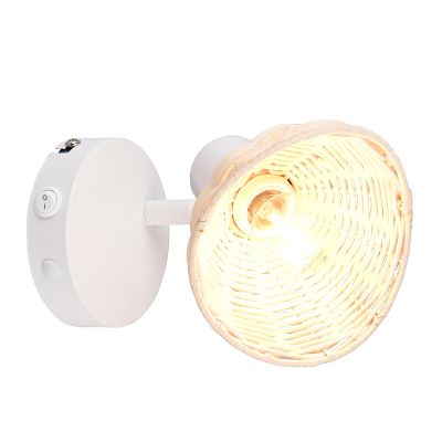 Ratanska zidna lampa smeđa, Sijmen, s prekidačem