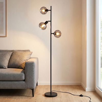 Moderna podna lampa siva, Avery, s prekidačem