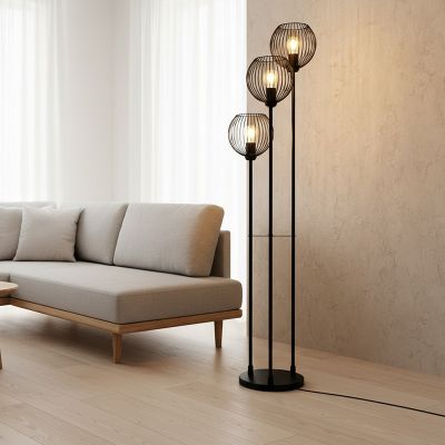 Industrijska podna lampa crna, Wiro, s prekidačem