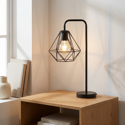 Industrijska stolna lampa crna, Jochem, s prekidačem