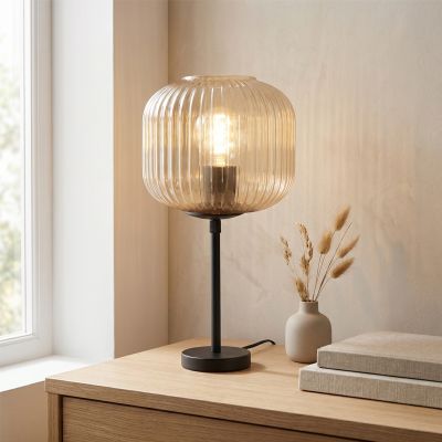 Dizajnerska stolna lampa jantarna, Charlois, s prekidačem