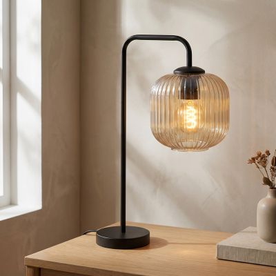 Dizajnerska stolna lampa jantarna, Charlois, s prekidačem