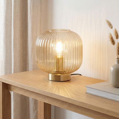 Dizajnerska stolna lampa jantarna, Charlois, s prekidačem