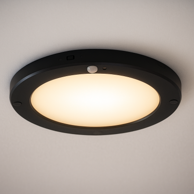 Plastična stropna rasvjeta sa senzorom crna, Luan, 20 W, LED 3000 K